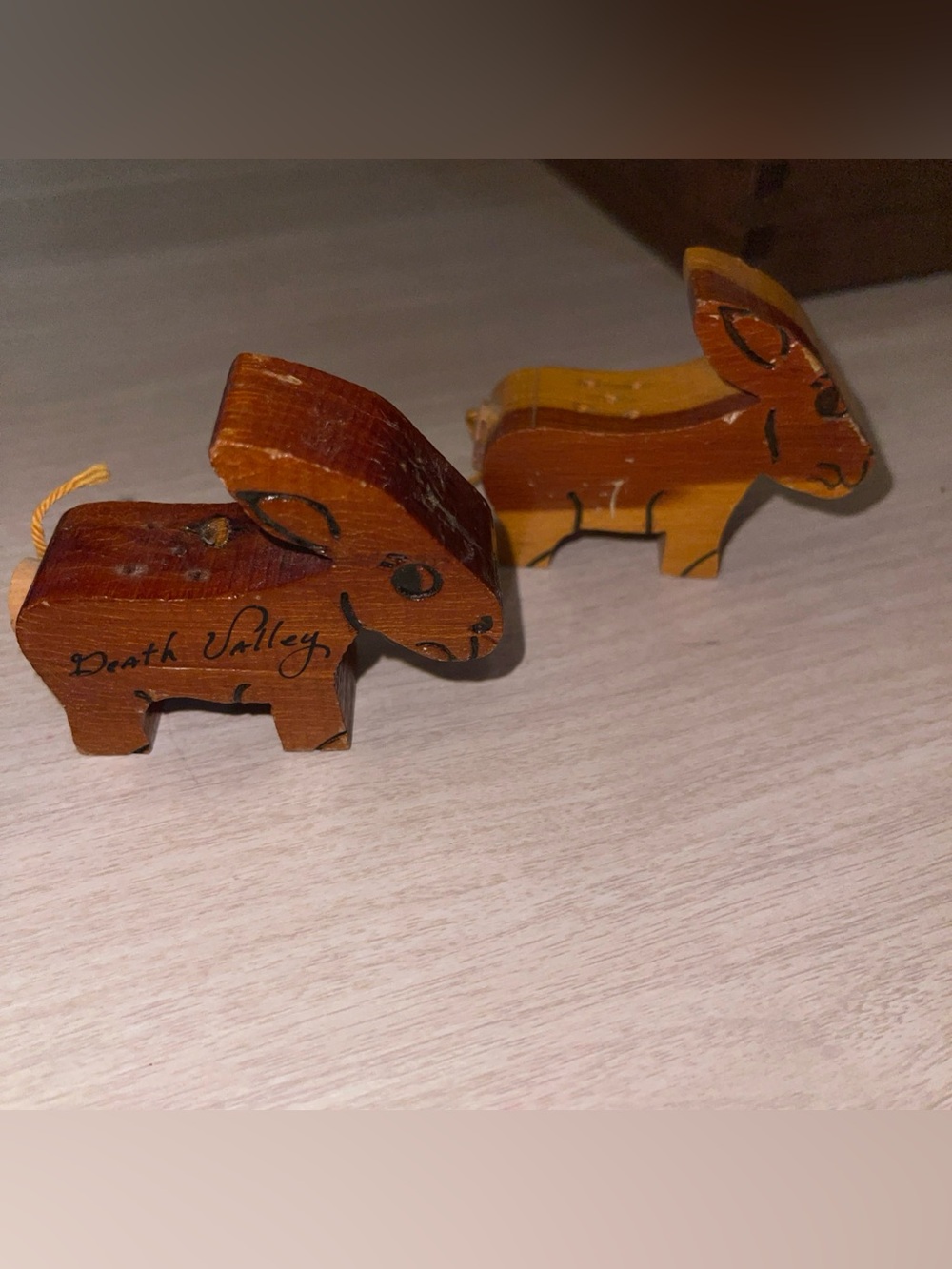 Vintage Wooden Donkey Salt and Pepper Shakers Retro Rustic Rare Unique